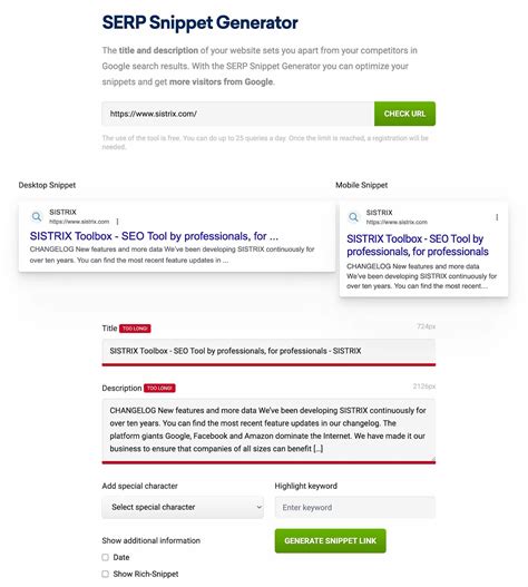 sistrix snippet|How to Use a SERP Preview Tool for Better Snippets .